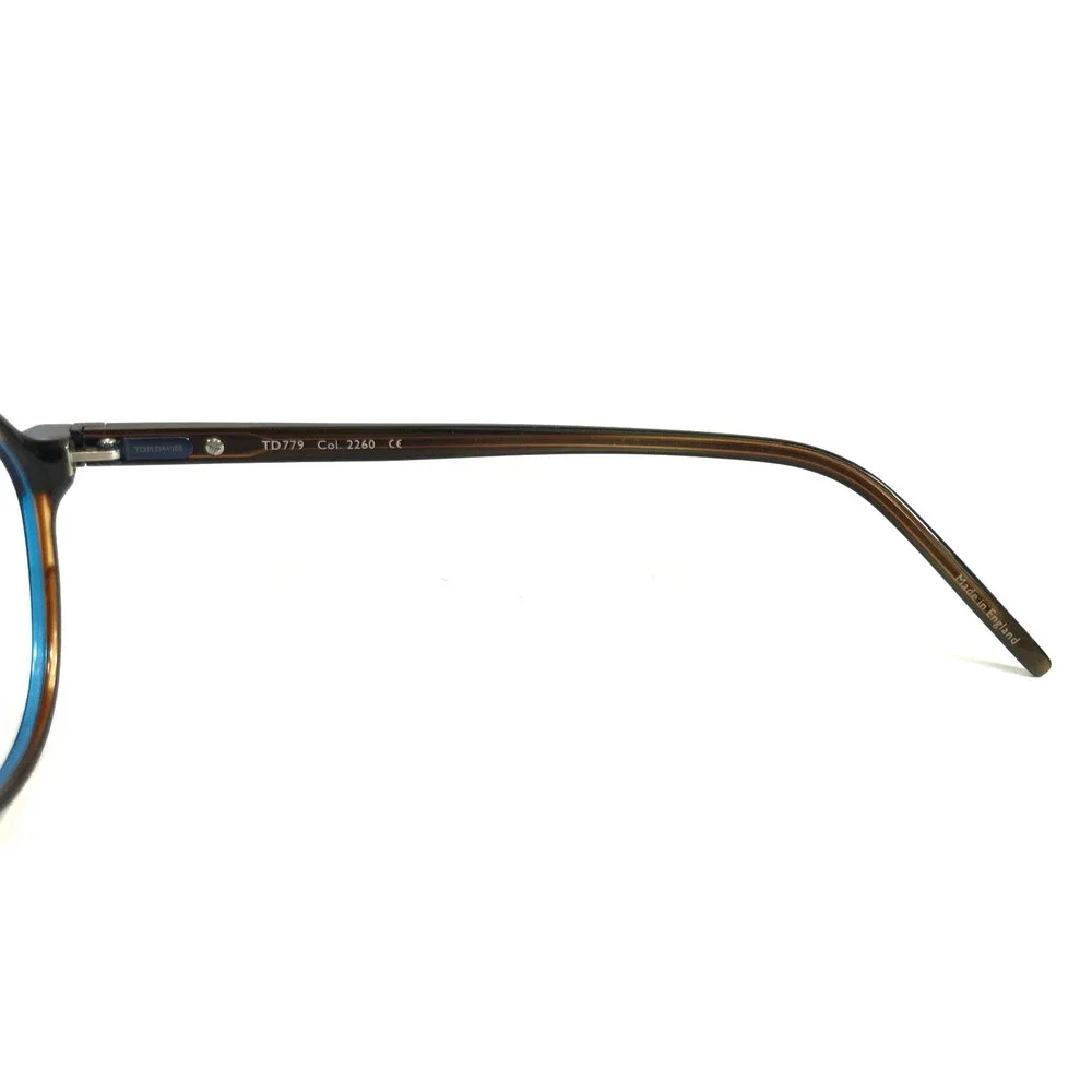 Tom Davies Eyeglasses Frames TD779 Col. 2260 Clear Blue on Brown 49-17-145